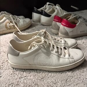 Gucci White and Gray Perforated Logo Sneakers